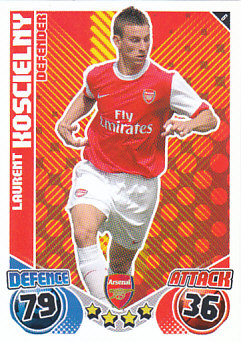 Laurent Koscielny Arsenal 2010/11 Topps Match Attax #6
